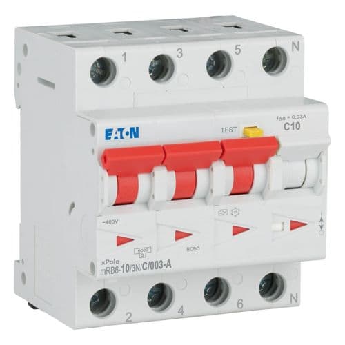 Дифференциальный автоматический выключатель Eaton mRB6-10/3N/C/003-A, фото 4