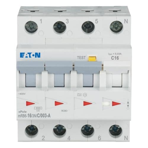 Дифференциальный автоматический выключатель Eaton mRB6-16/3N/C/003-A, фото 3