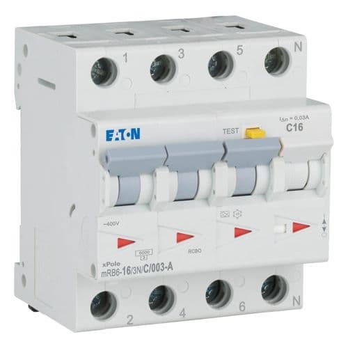 Дифференциальный автоматический выключатель Eaton mRB6-16/3N/C/003-A, фото 4