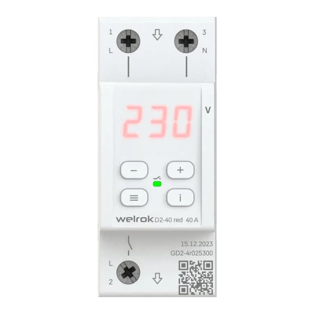 Реле напряжения однофазное 40А Welrok D2-40