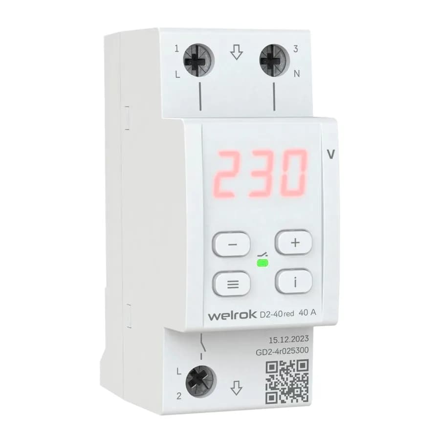 Реле напряжения однофазное 40А Welrok D2-40, фото 2
