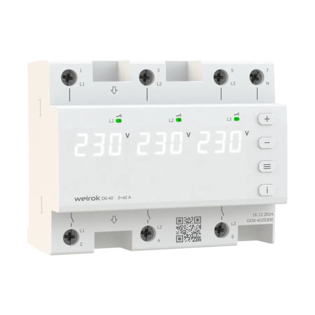 Реле напряжения трёхфазное 40А Welrok D6-40