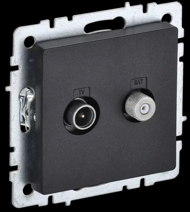 Розетка двойная TV IEK BRITE BR-AF20-O-K02 (черный)