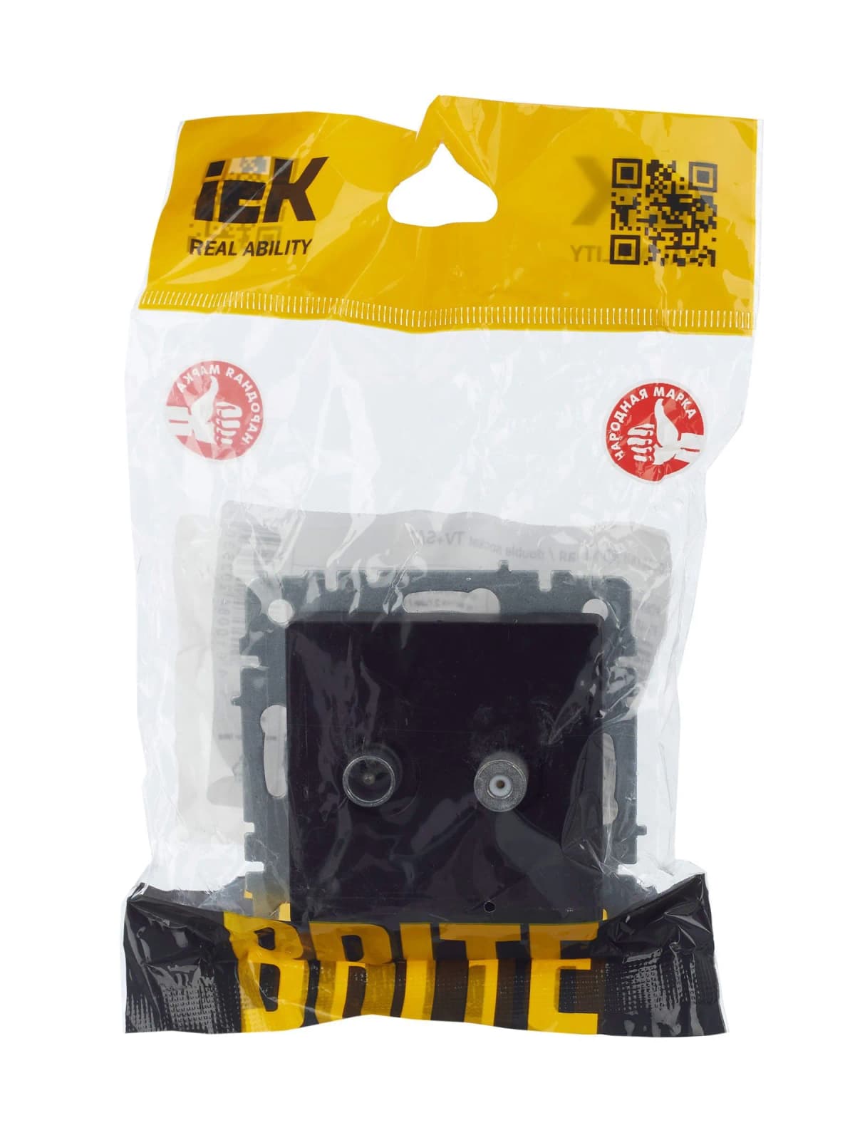 Розетка двойная TV IEK BRITE BR-AF20-O-K02 (черный), фото 3