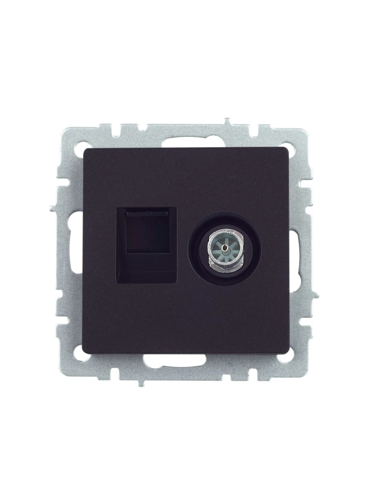 Розетка двойная TV + компьютерная IEK BRITE BR-AK20-1-K02 (черный), фото 2
