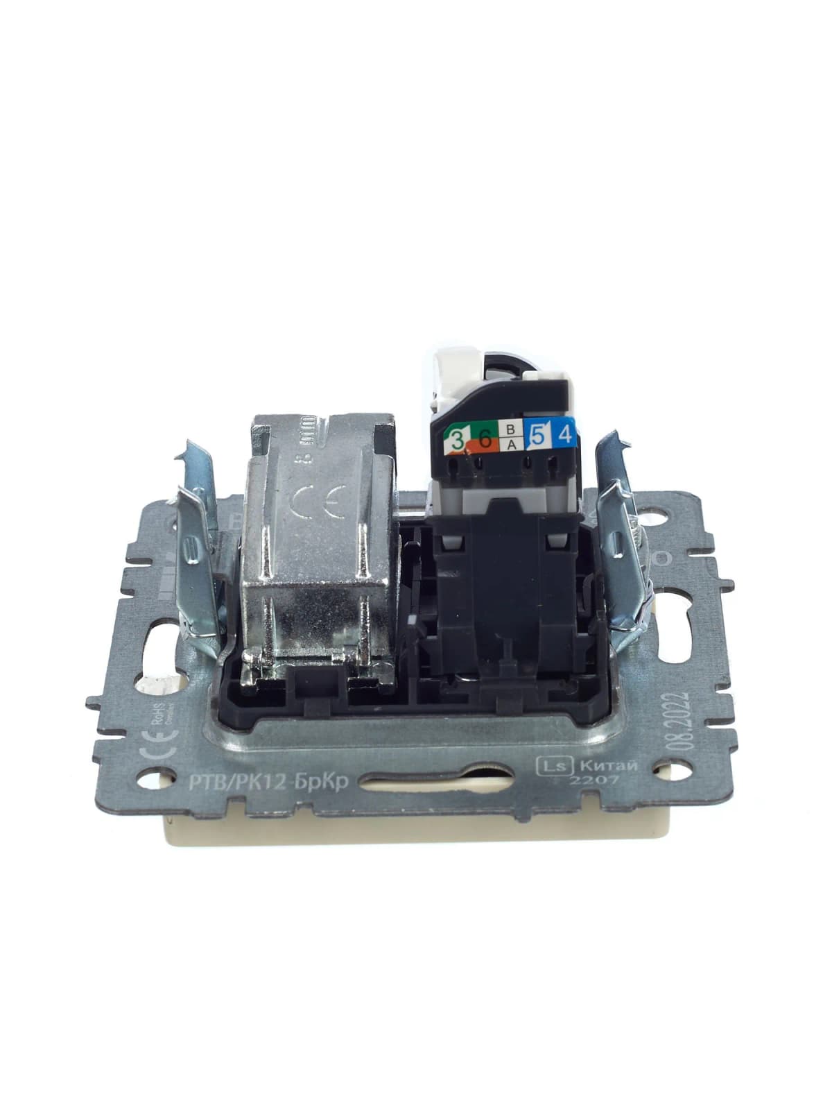 Розетка двойная TV + компьютерная IEK BRITE BR-AK20-1-K10 (бежевый), фото 2