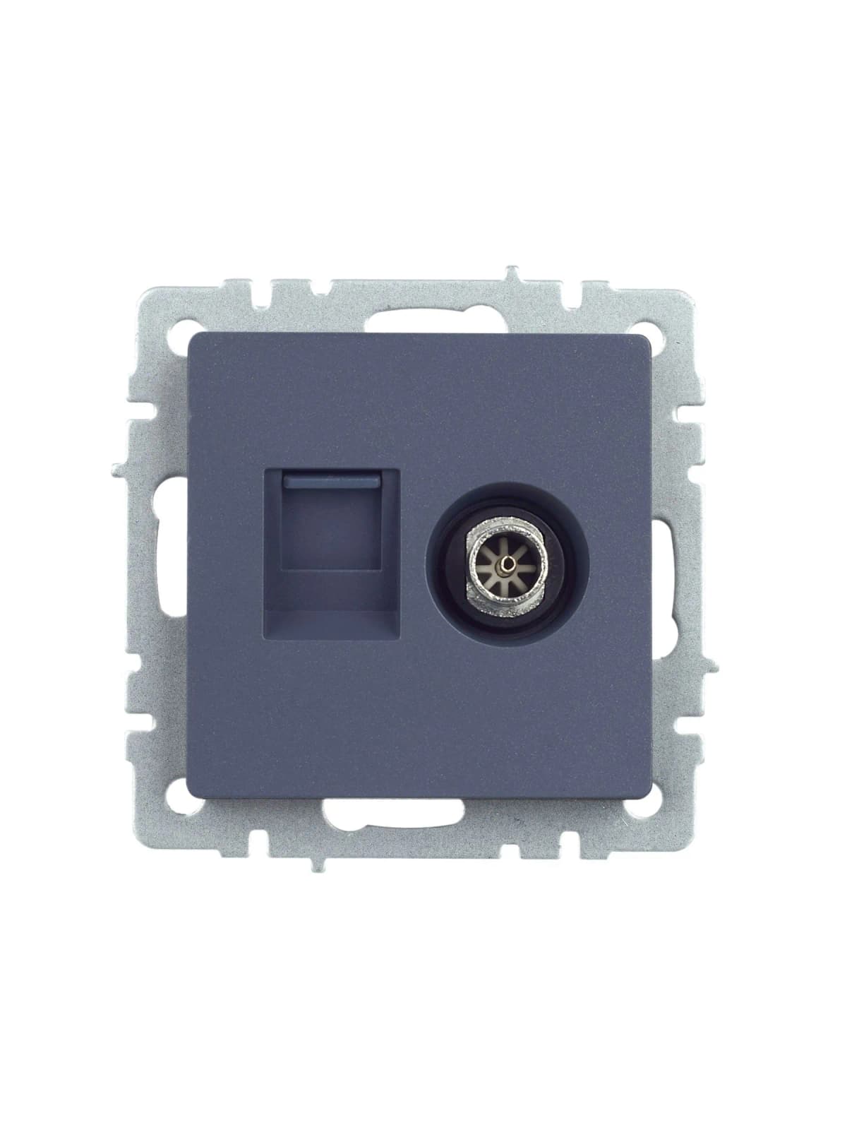 Розетка двойная TV + компьютерная IEK BRITE BR-AK20-1-K35 (маренго), фото 4