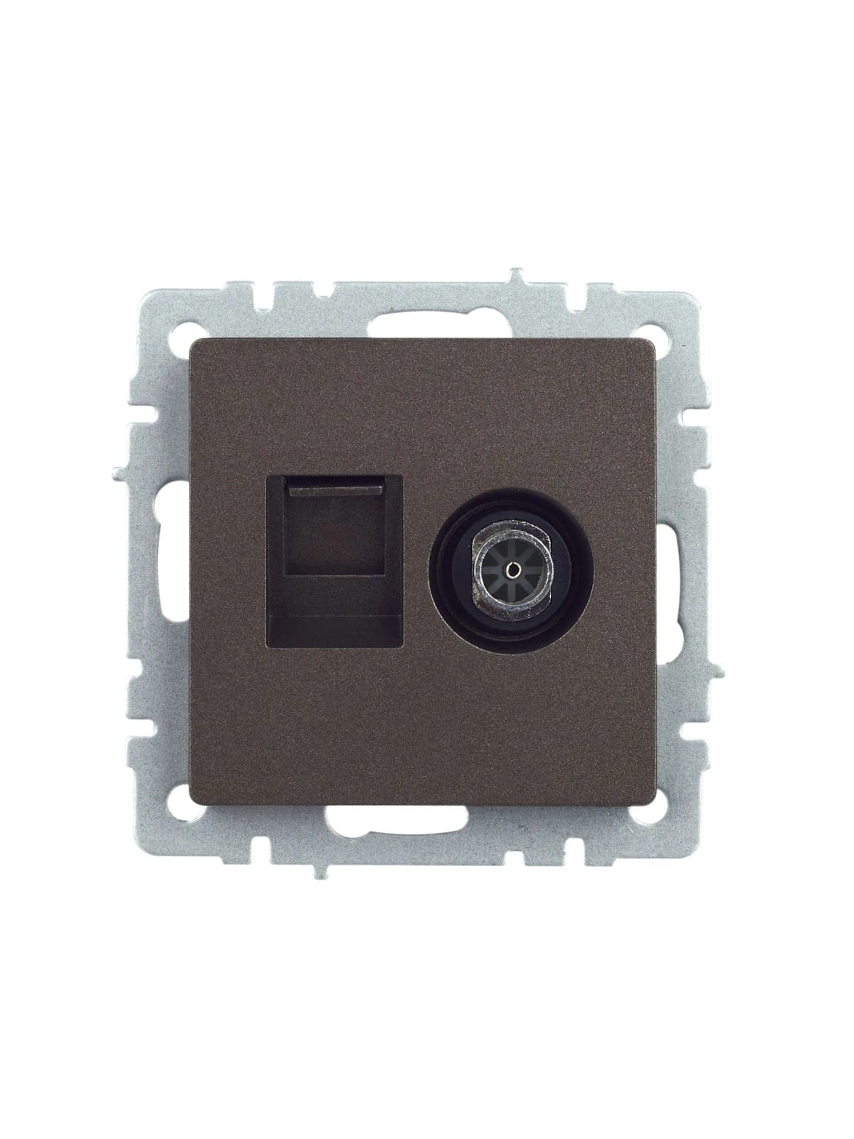Розетка двойная TV + компьютерная IEK BRITE BR-AK20-1-K45 (бронза), фото 3