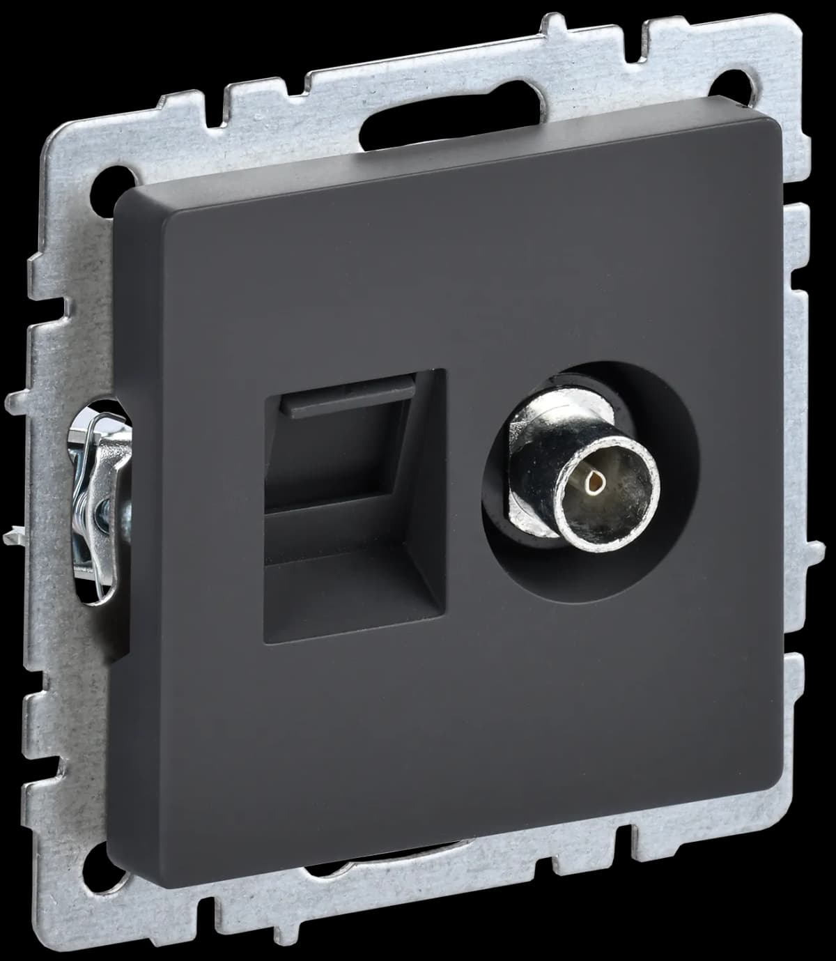 Розетка двойная TV + компьютерная IEK BRITE BR-AK20-1-K53 (графит)