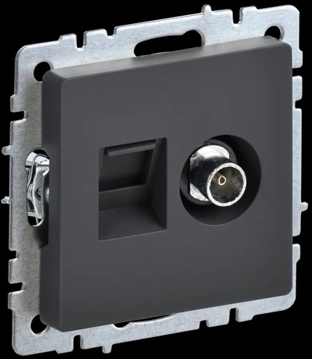 Розетка двойная TV + компьютерная IEK BRITE BR-AK20-1-K53 (графит)