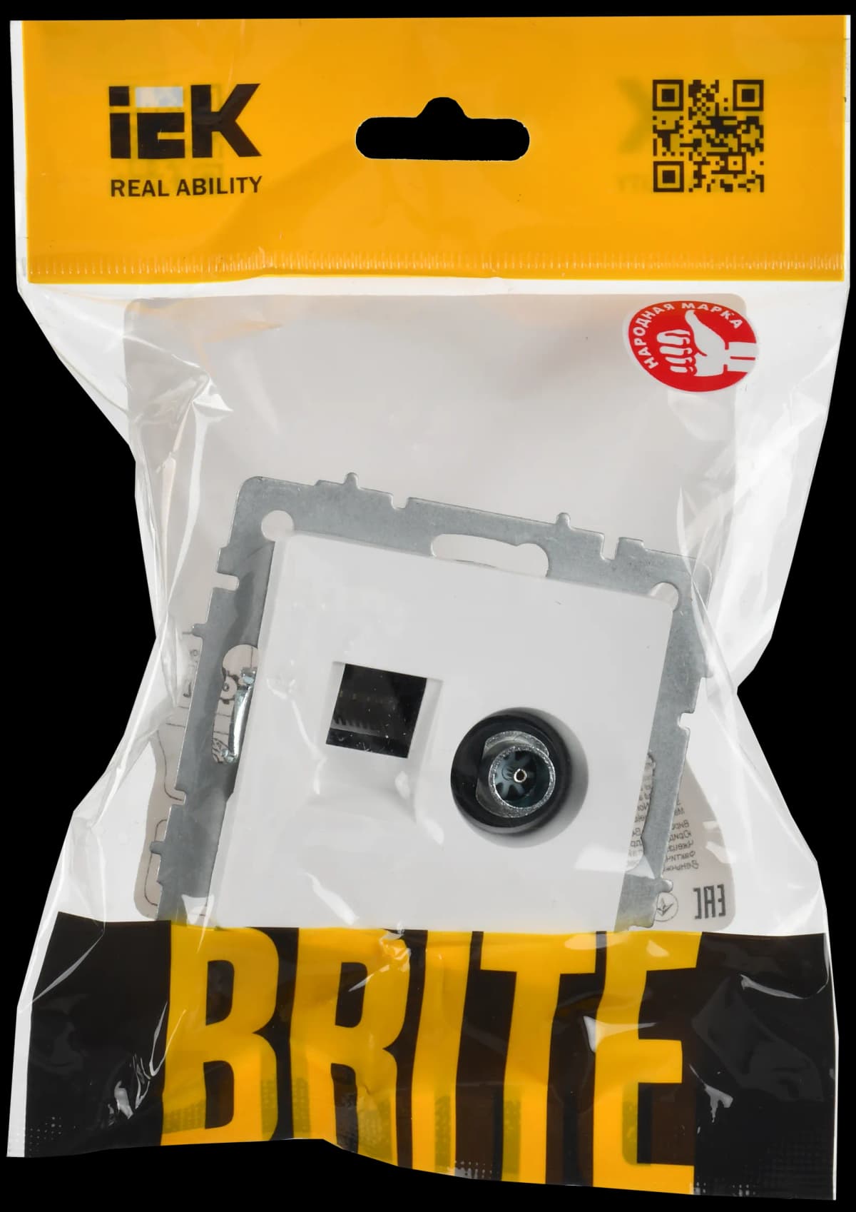 Розетка двойная TV + компьютерная IEK BRITE BR-AK20-1-K91 (белый арктический), фото 2