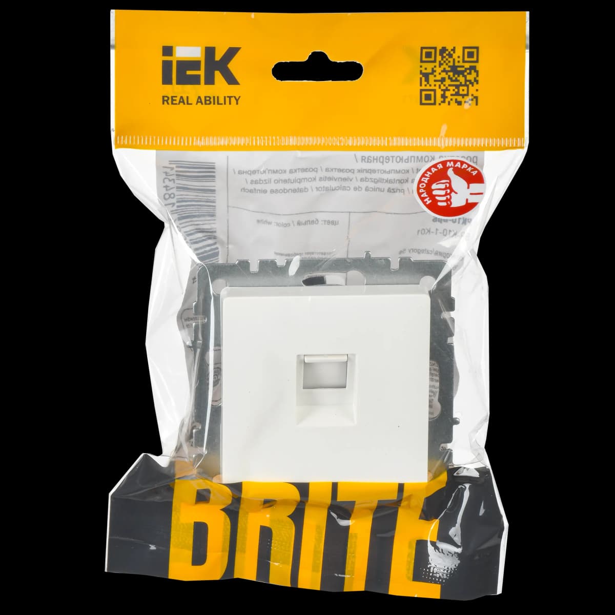 Розетка компьютерная IEK BRITE BR-K10-1-K01 (белый), фото 3