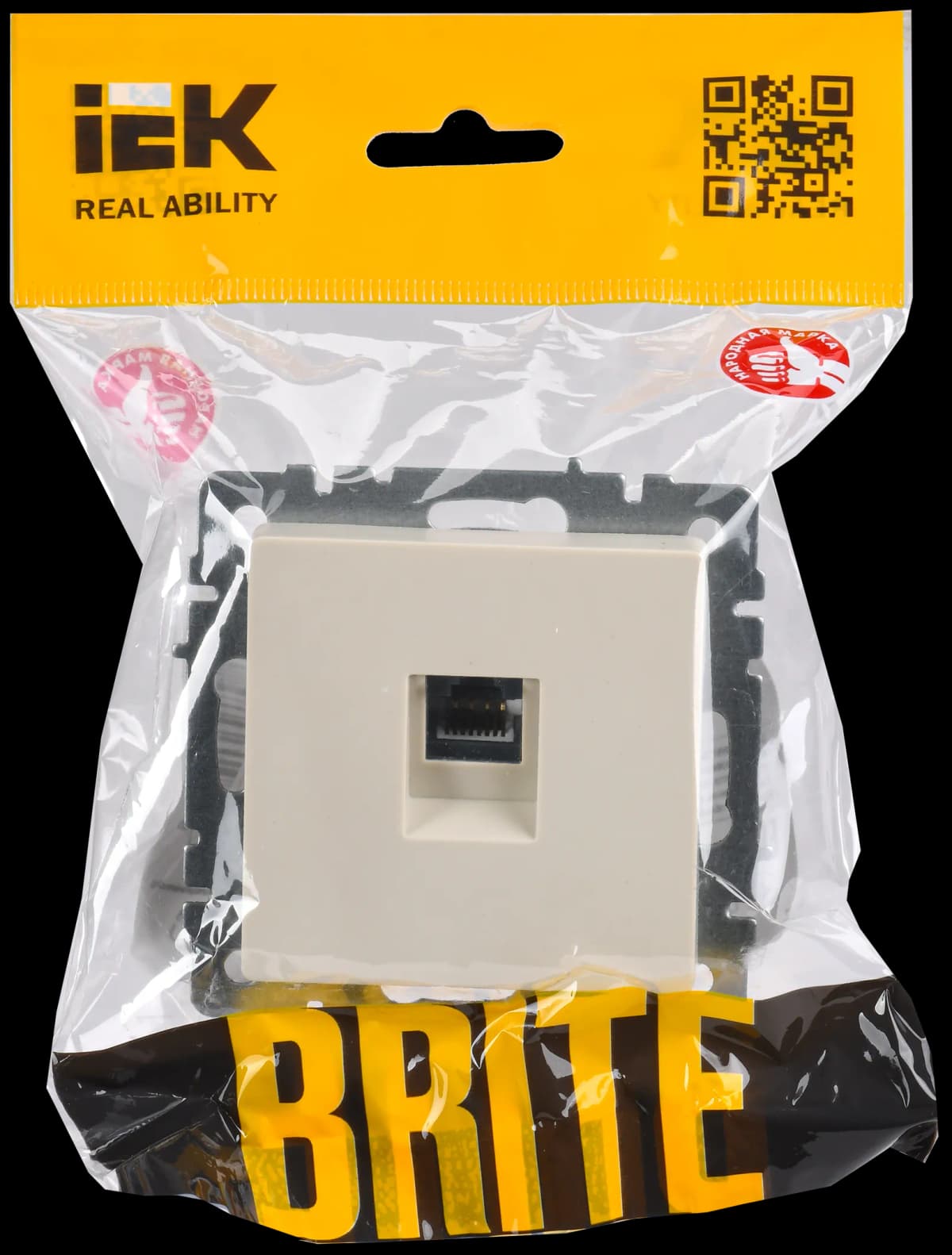 Розетка компьютерная IEK BRITE BR-K10-1-K10 (бежевый), фото 2