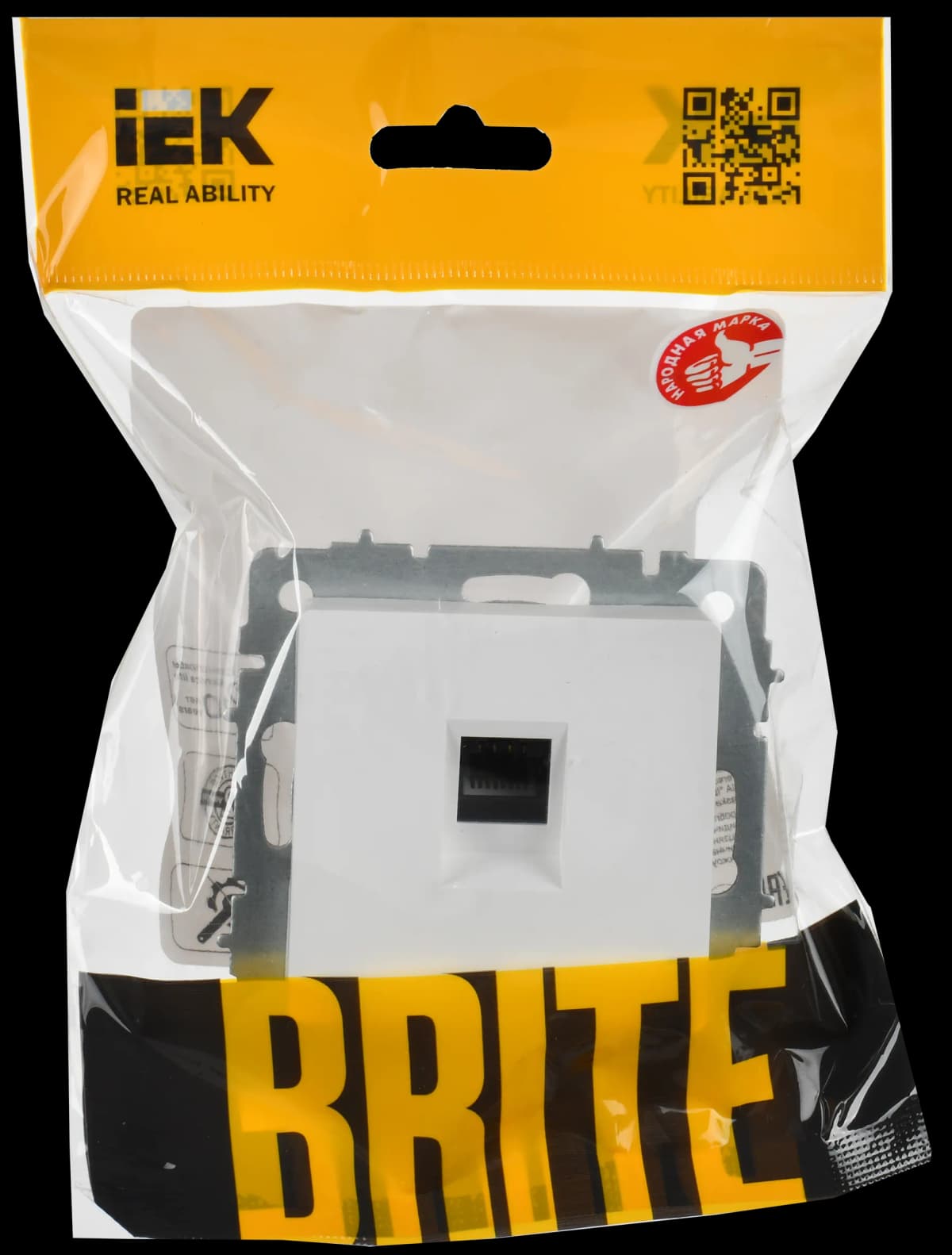 Розетка компьютерная IEK BRITE BR-K10-1-K91 (белый арктический), фото 2