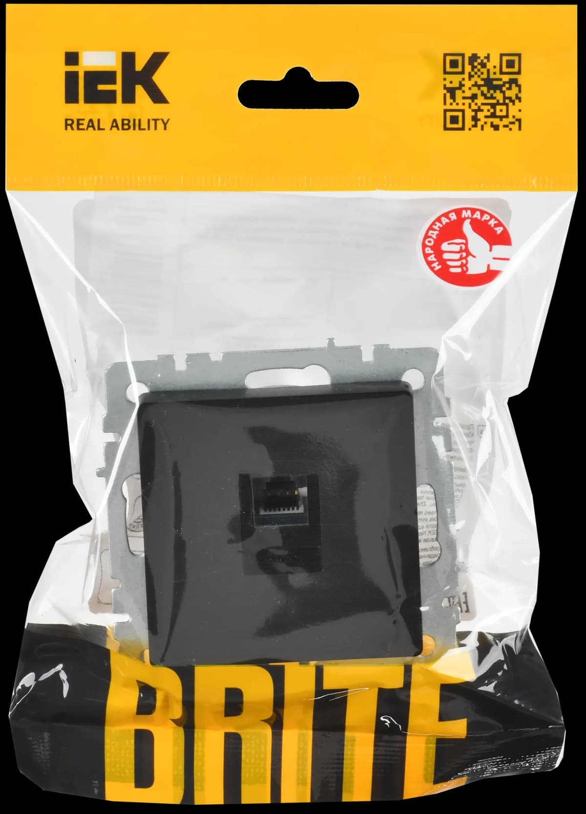 Розетка компьютерная IEK BRITE BR-K10-2-K02 (черный), фото 2