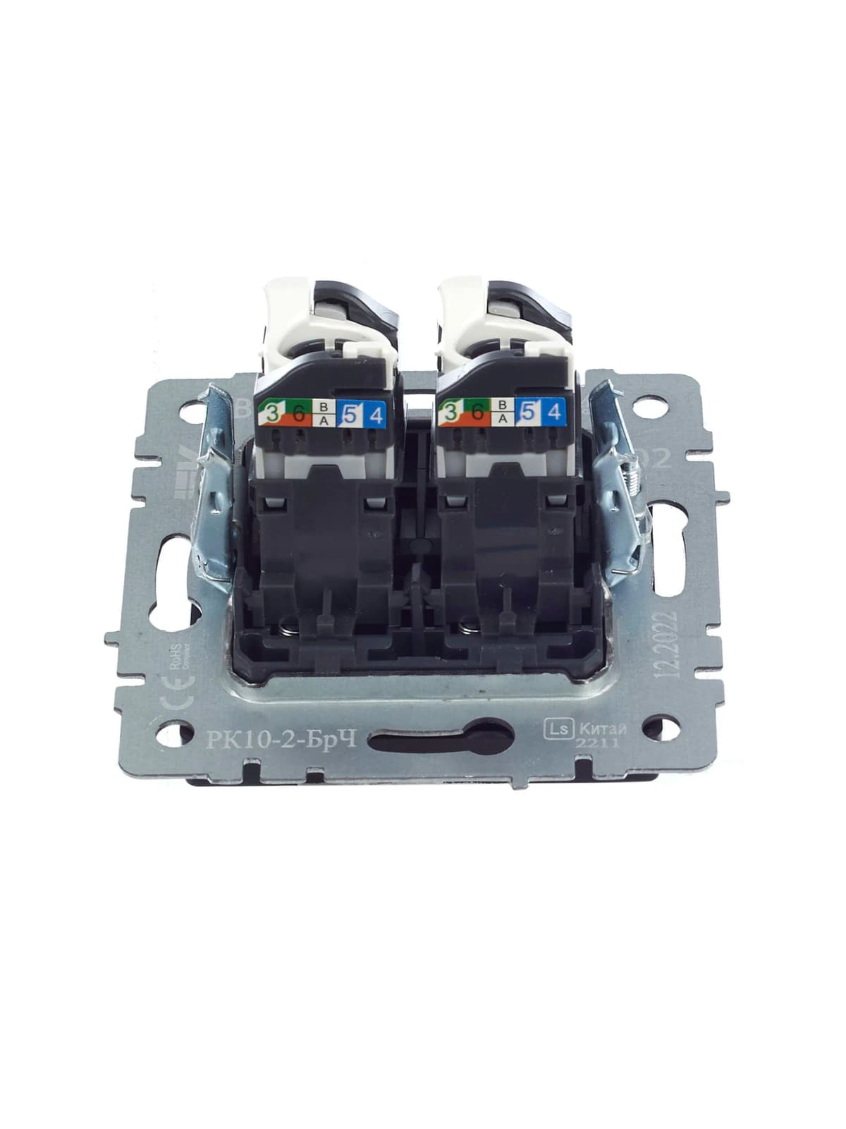 Розетка двойная компьютерная IEK BRITE BR-K20-1-K02 (черный), фото 3