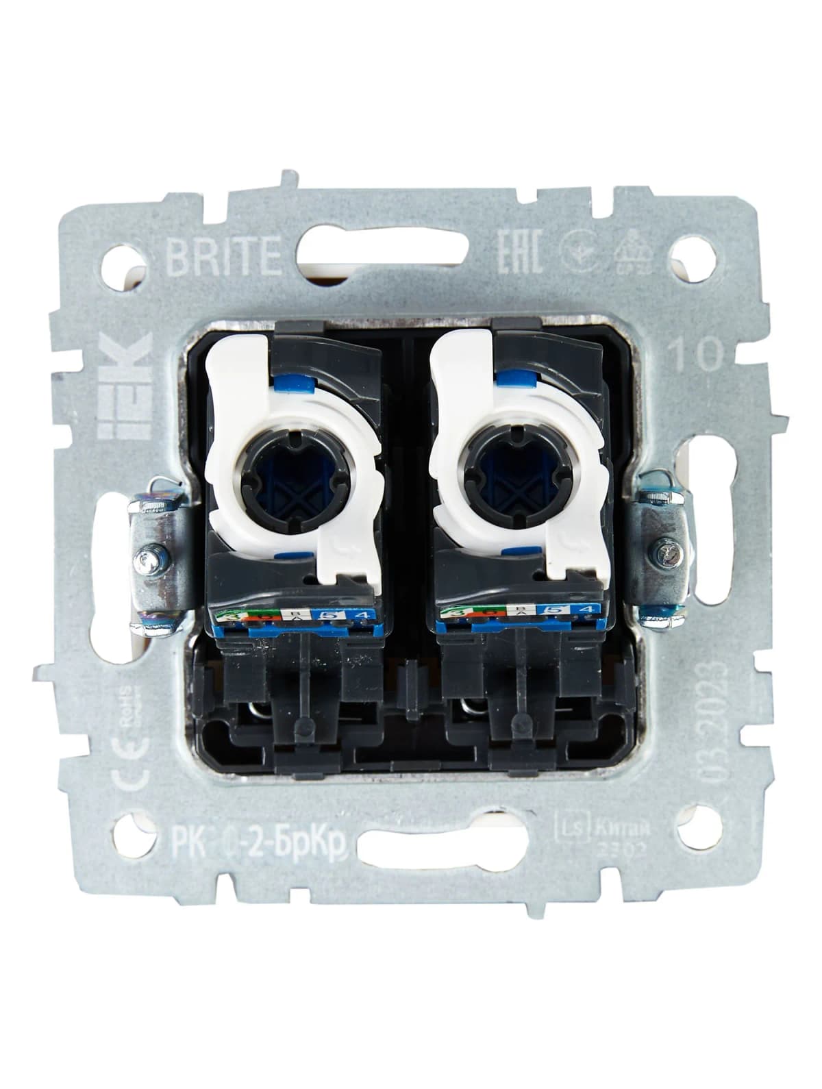 Розетка двойная компьютерная IEK BRITE BR-K20-1-K10 (бежевый), фото 4