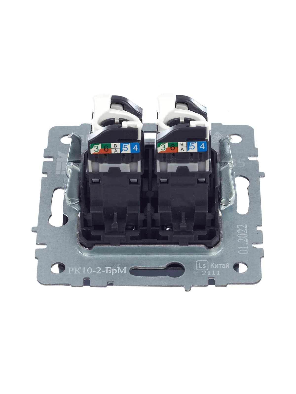 Розетка двойная компьютерная IEK BRITE BR-K20-1-K35 (маренго), фото 2