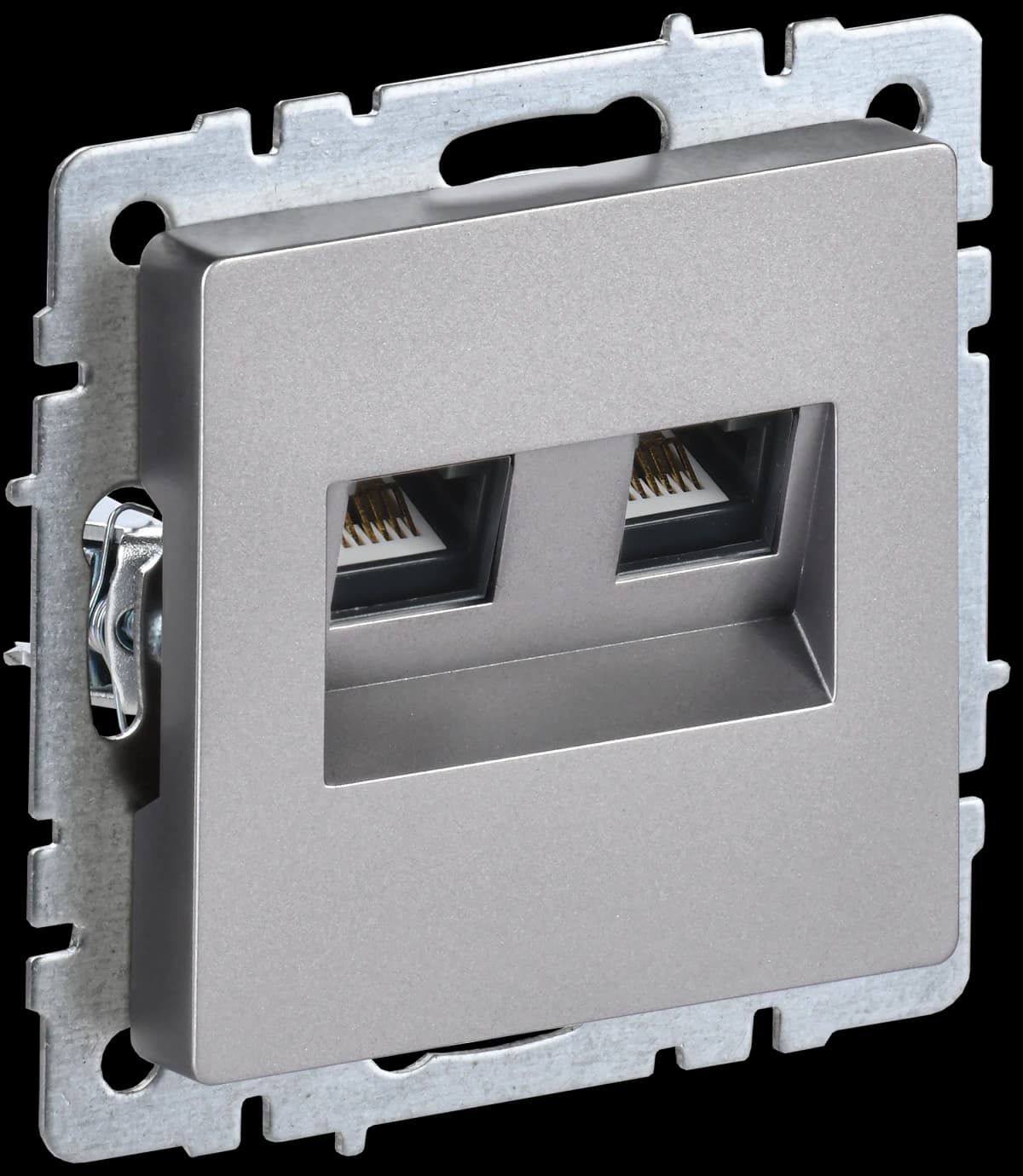 Розетка двойная компьютерная IEK BRITE BR-K20-1-K46 (сталь)