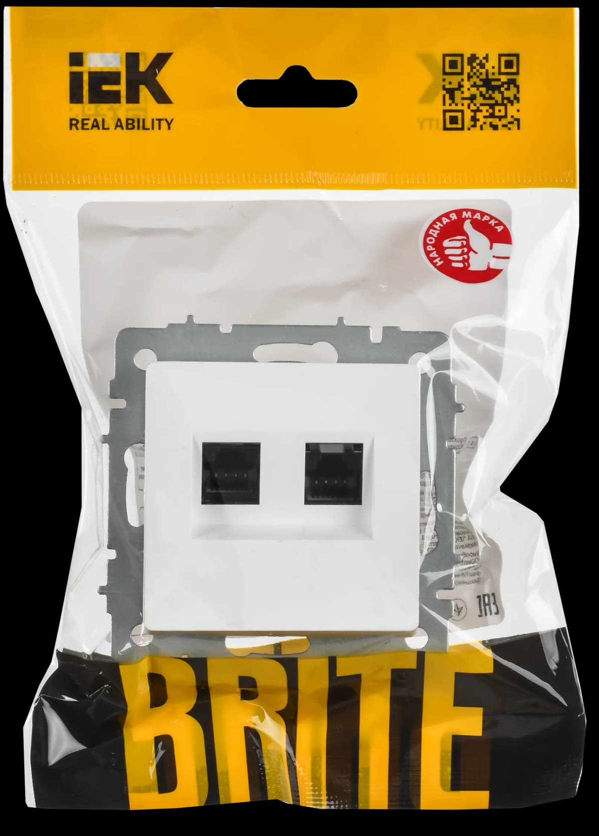 Розетка двойная компьютерная IEK BRITE BR-K20-1-K91 (белый арктический), фото 2