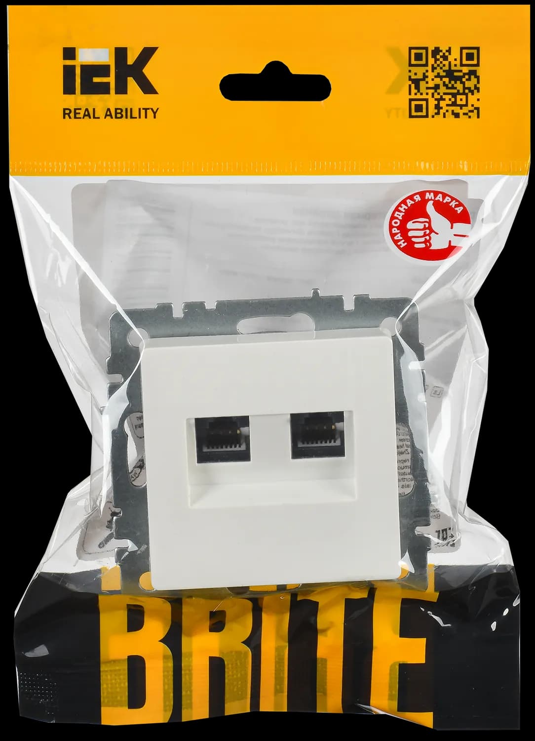 Розетка двойная компьютерная IEK BRITE BR-K20-2-K01 (белый), фото 2