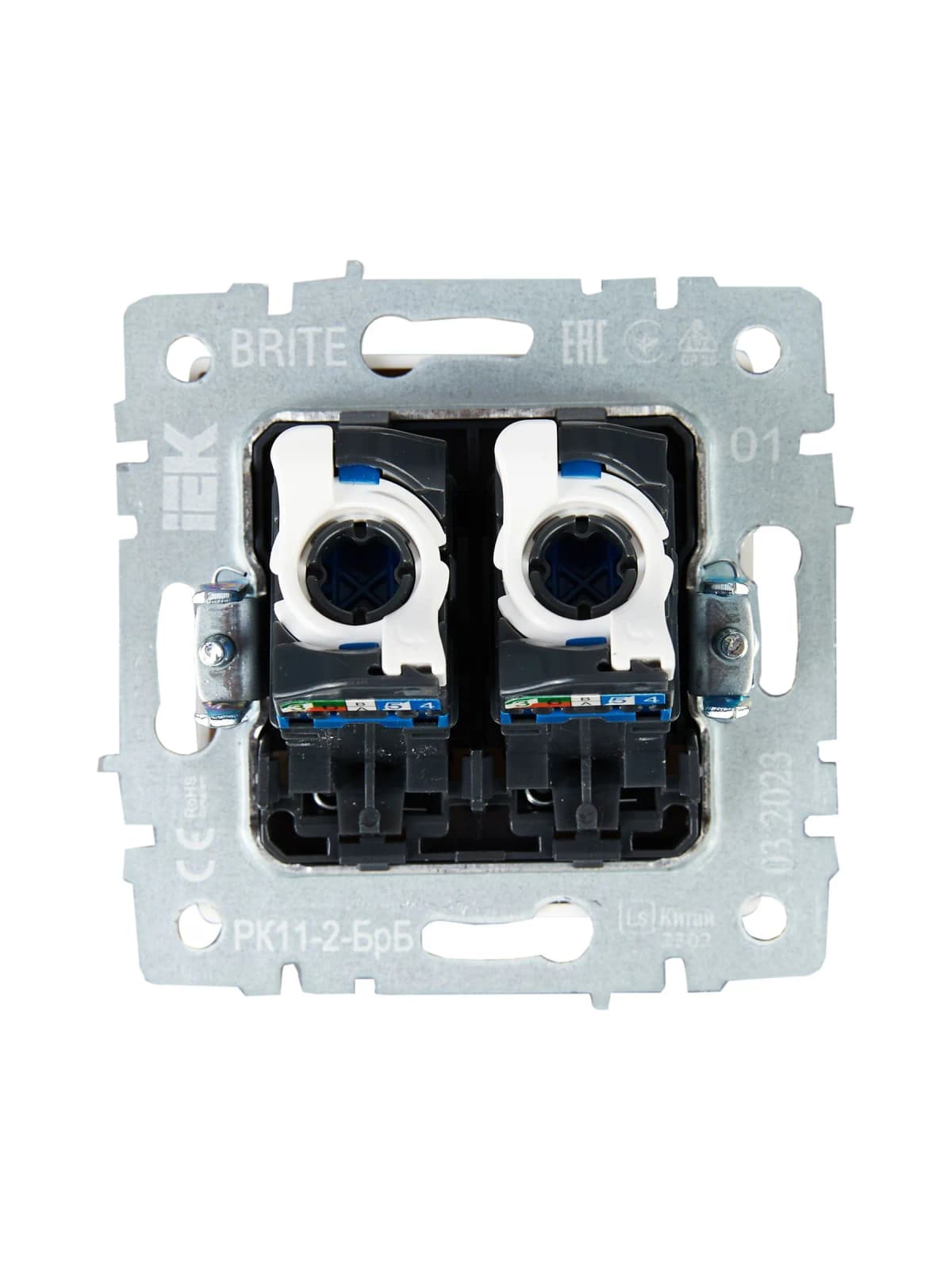 Розетка двойная компьютерная IEK BRITE BR-K20-2-K01 (белый), фото 3