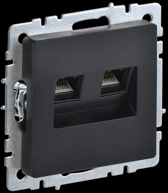 Розетка двойная компьютерная IEK BRITE BR-K20-2-K02 (черный)