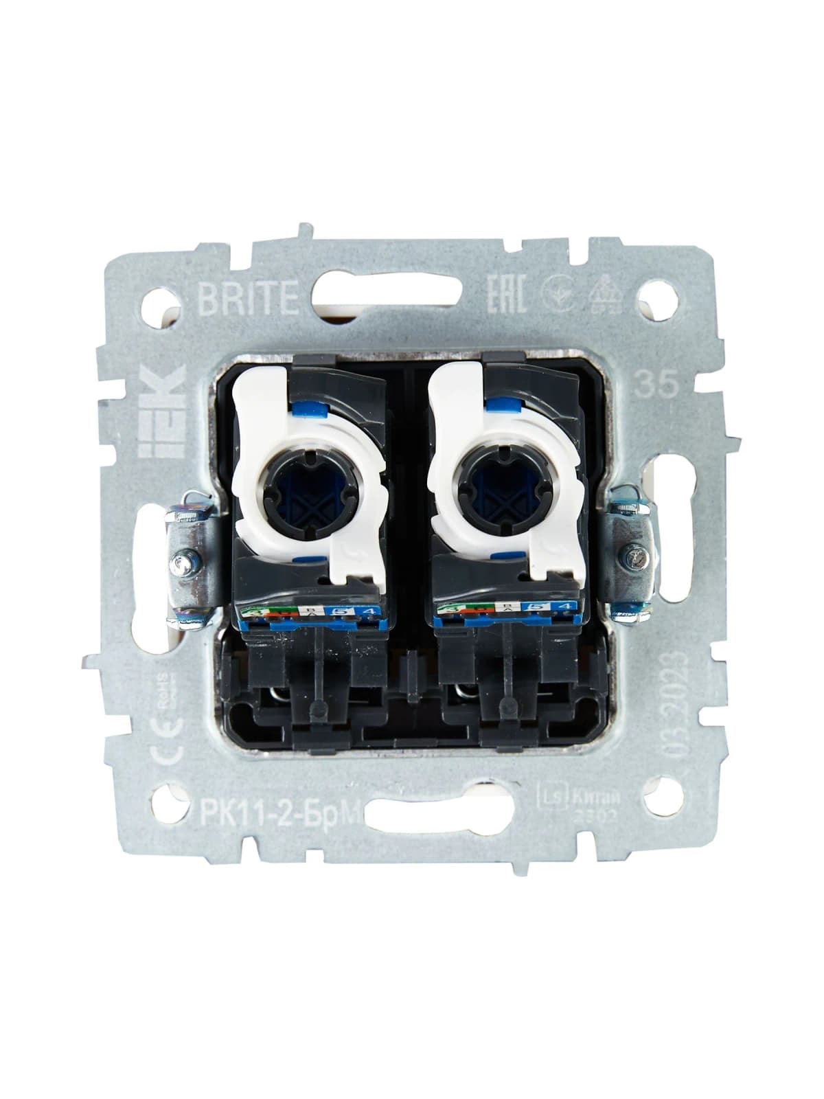 Розетка двойная компьютерная IEK BRITE BR-K20-2-K35 (маренго), фото 3