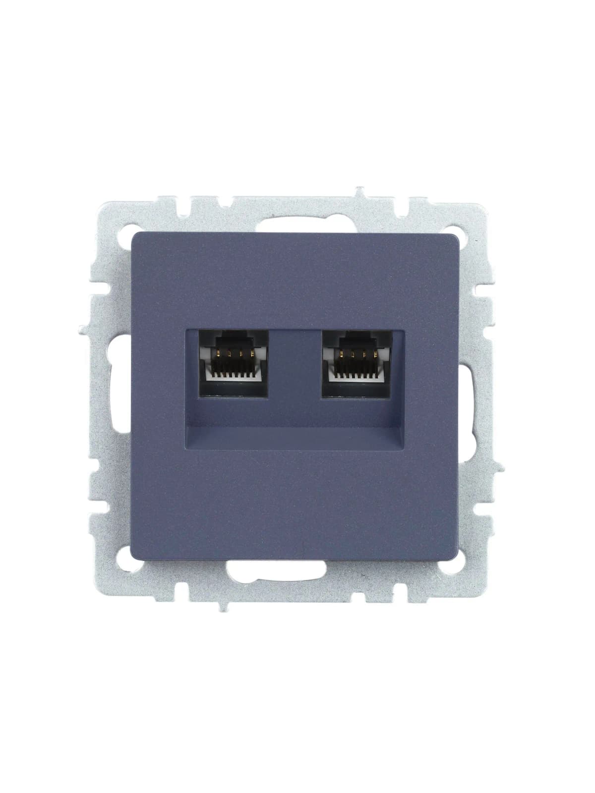 Розетка двойная компьютерная + телефонная IEK BRITE BR-KT20-O-1-K35 (маренго), фото 3