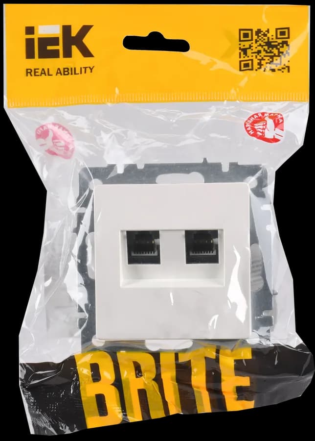 Розетка двойная компьютерная + телефонная IEK BRITE BR-KT20-O-1-K36 (жемчужный), фото 2
