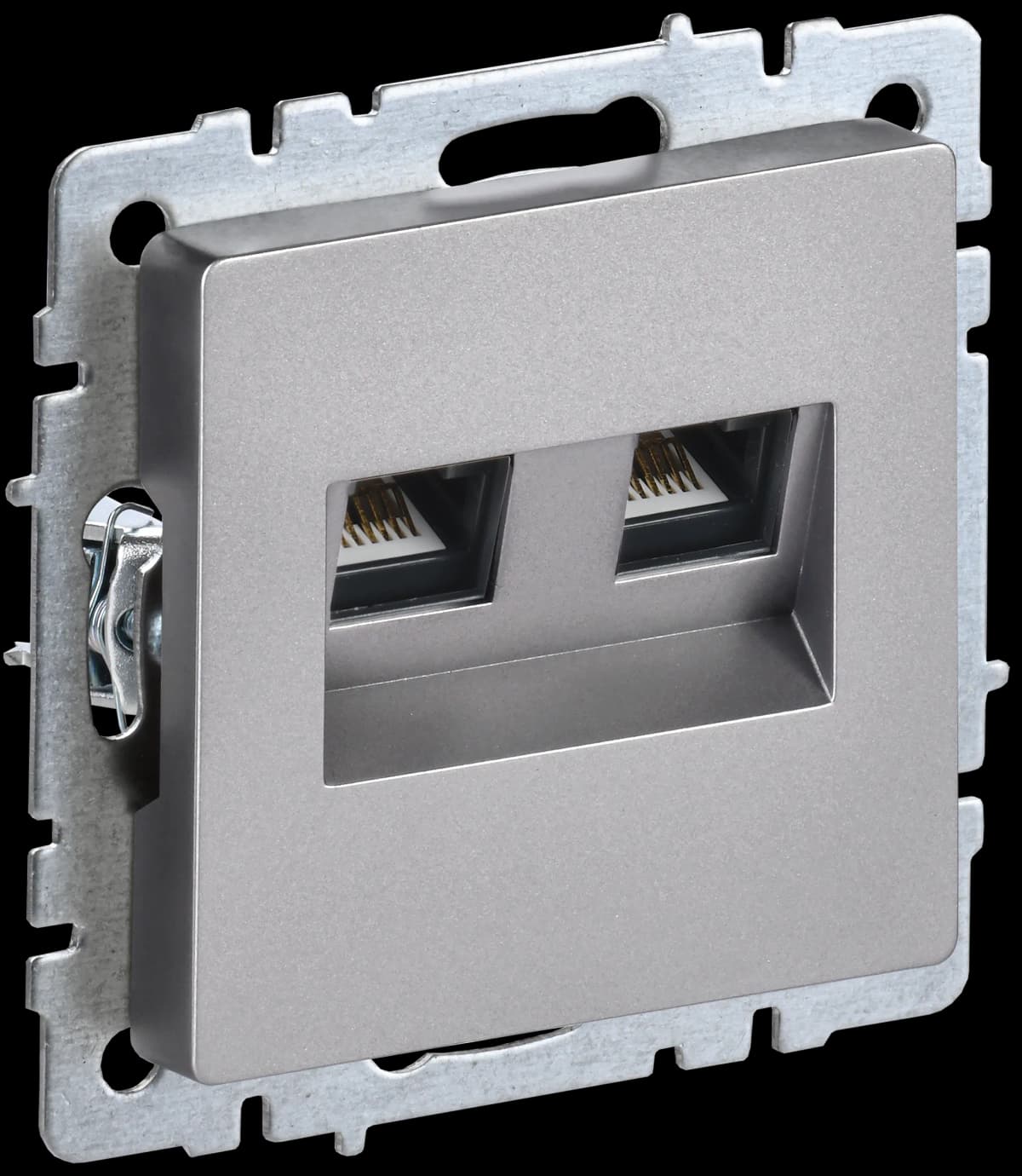 Розетка двойная компьютерная + телефонная IEK BRITE BR-KT20-O-1-K46 (сталь)