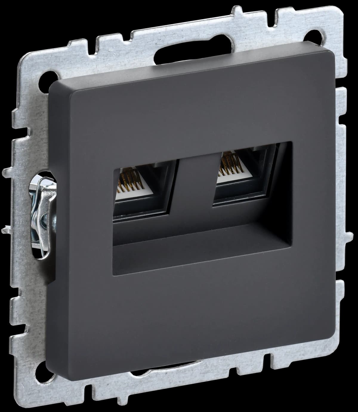 Розетка двойная компьютерная + телефонная IEK BRITE BR-KT20-O-1-K53 (графит)
