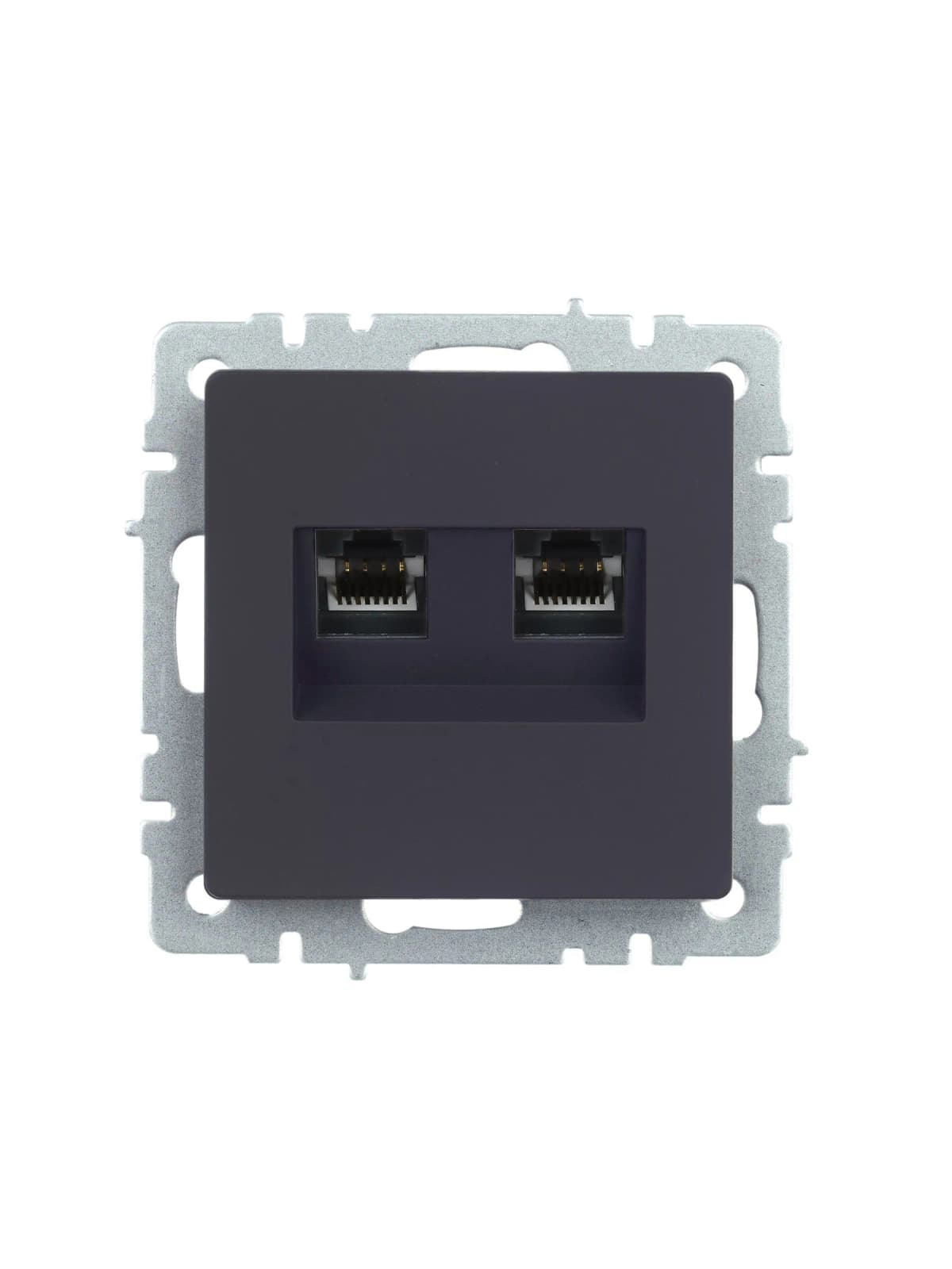 Розетка двойная компьютерная + телефонная IEK BRITE BR-KT20-O-1-K53 (графит), фото 3