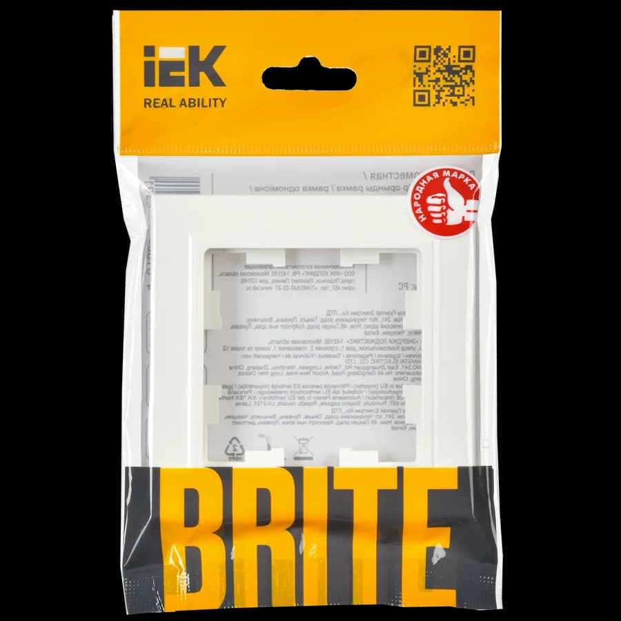Рамка одноместная IEK BRITE BR-M12-K01 (белый), фото 2