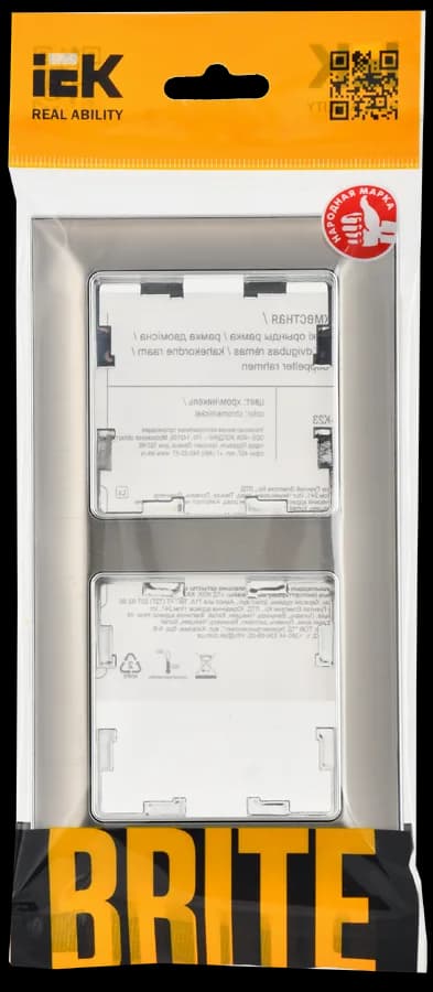 Рамка двухместная IEK BRITE BR-M22-12-4-K23 (никель), фото 2