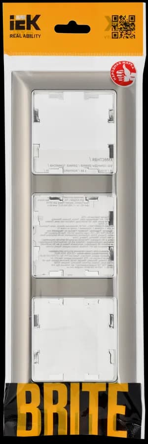 Рамка трёхместная IEK BRITE BR-M32-12-4-K23 (никель), фото 2