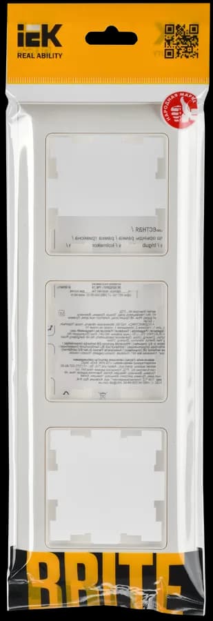 Рамка трёхместная IEK BRITE BR-M32-12-K01 (белый), фото 2