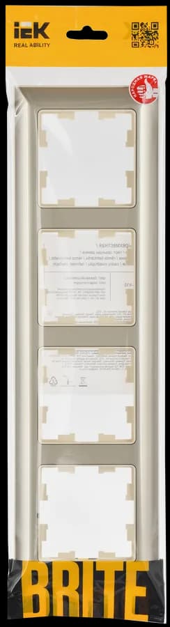 Рамка четырёхместная IEK BRITE BR-M42-12-3-K10 (бежевый), фото 2
