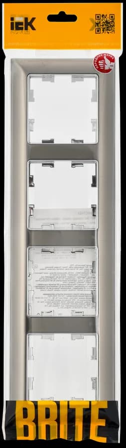 Рамка четырёхместная IEK BRITE BR-M42-12-4-K23 (никель), фото 2