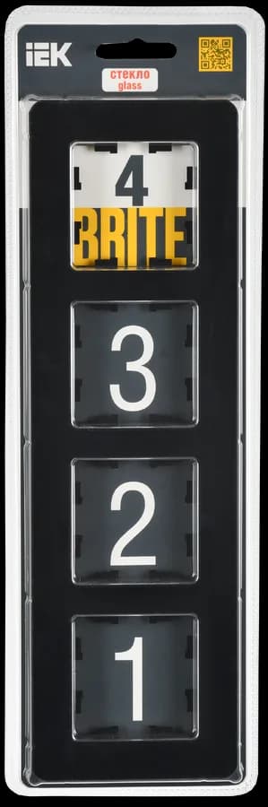 Рамка четырёхместная IEK BRITE BR-M42-G-41-K02 (черный), фото 2