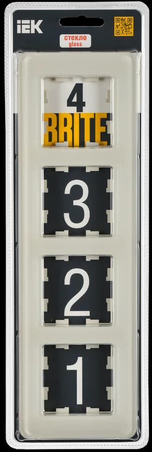 Рамка четырёхместная IEK BRITE BR-M42-G-41-K98 (бежевый), фото 2