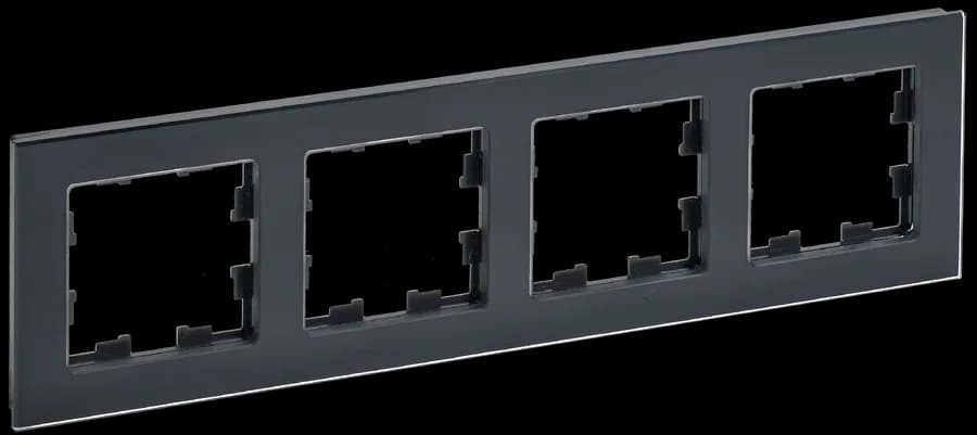 Рамка четырёхместная IEK BRITE BR-M42-G-K02 (черный)