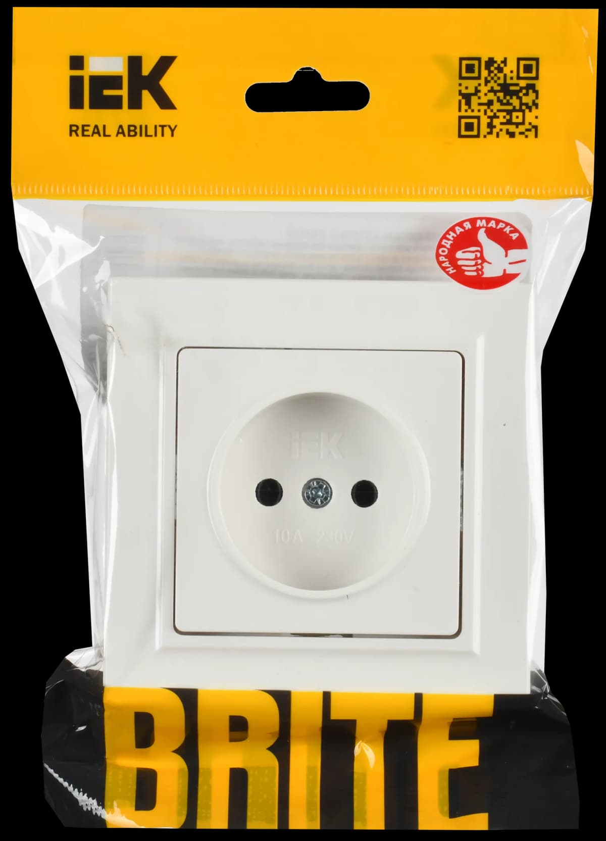 Розетка без заземления IEK BRITE BR-R10-10-K01-F (белый), фото 2