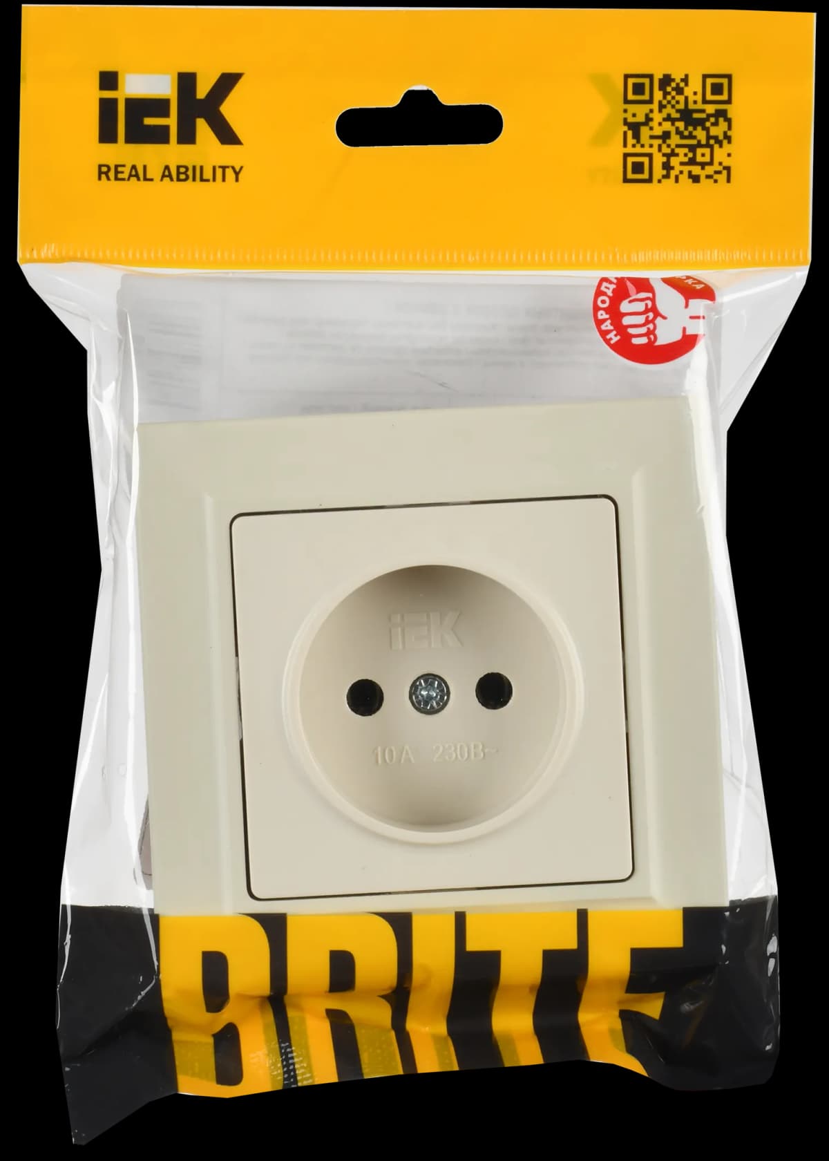 Розетка без заземления IEK BRITE BR-R10-10-K10-F (бежевый), фото 2