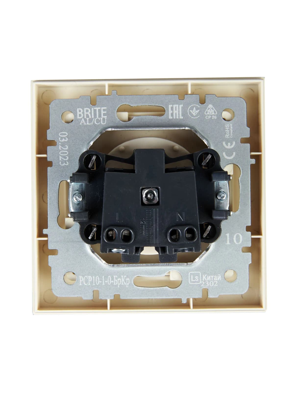 Розетка без заземления IEK BRITE BR-R10-10-K10-F (бежевый), фото 3