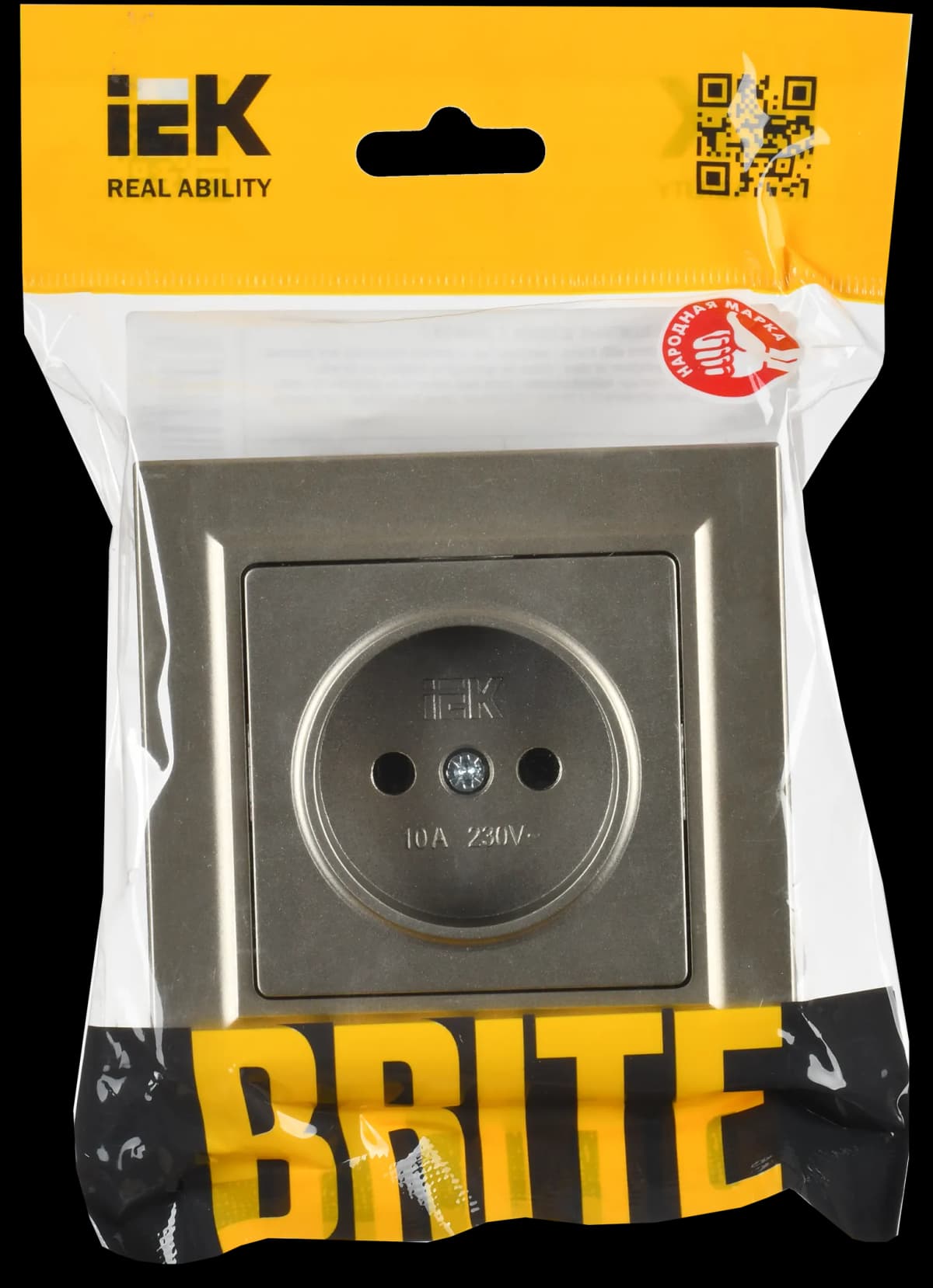 Розетка без заземления IEK BRITE BR-R10-10-K37-F (шампань), фото 2