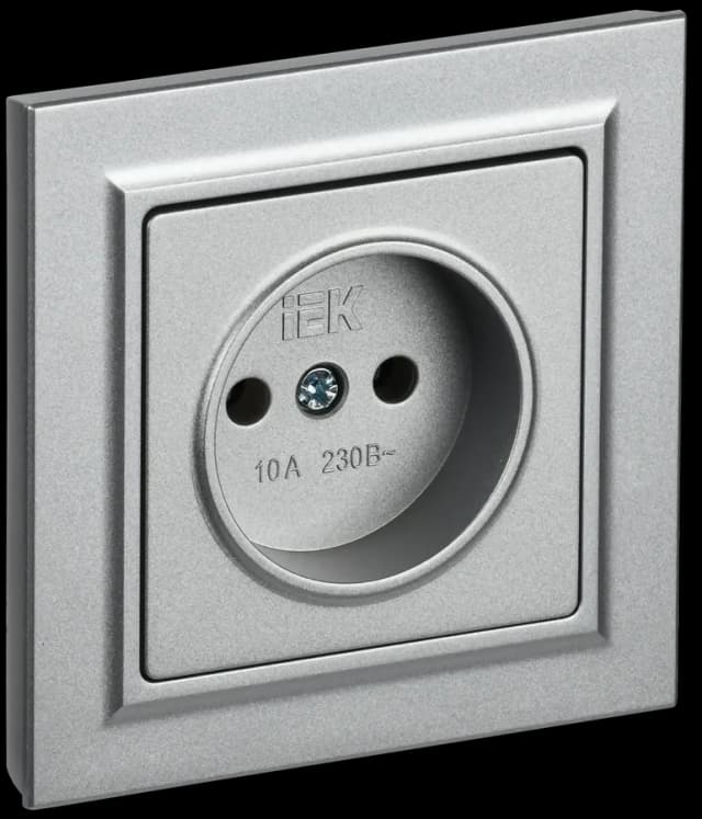 Розетка без заземления IEK BRITE BR-R10-10-K47-F (алюминий)
