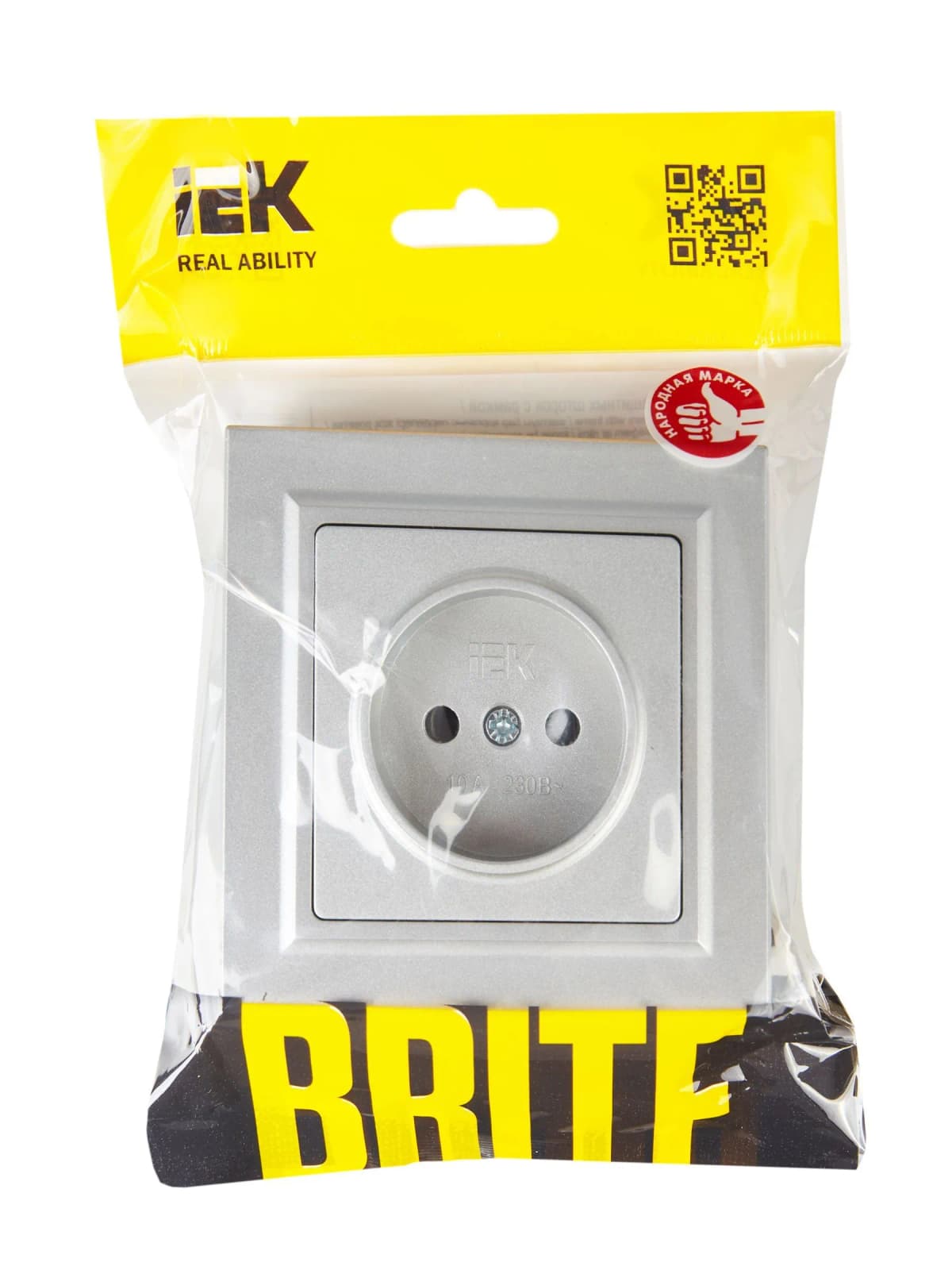 Розетка без заземления IEK BRITE BR-R10-10-K47-F (алюминий), фото 4