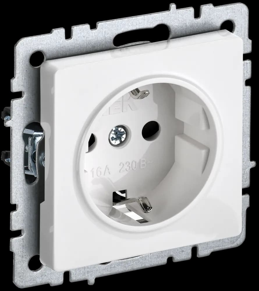 Розетка с заземлением IEK BRITE BR-R11-16-K01 (белый)