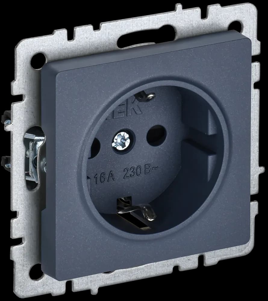 Розетка с заземлением IEK BRITE BR-R11-16-K35 (маренго)